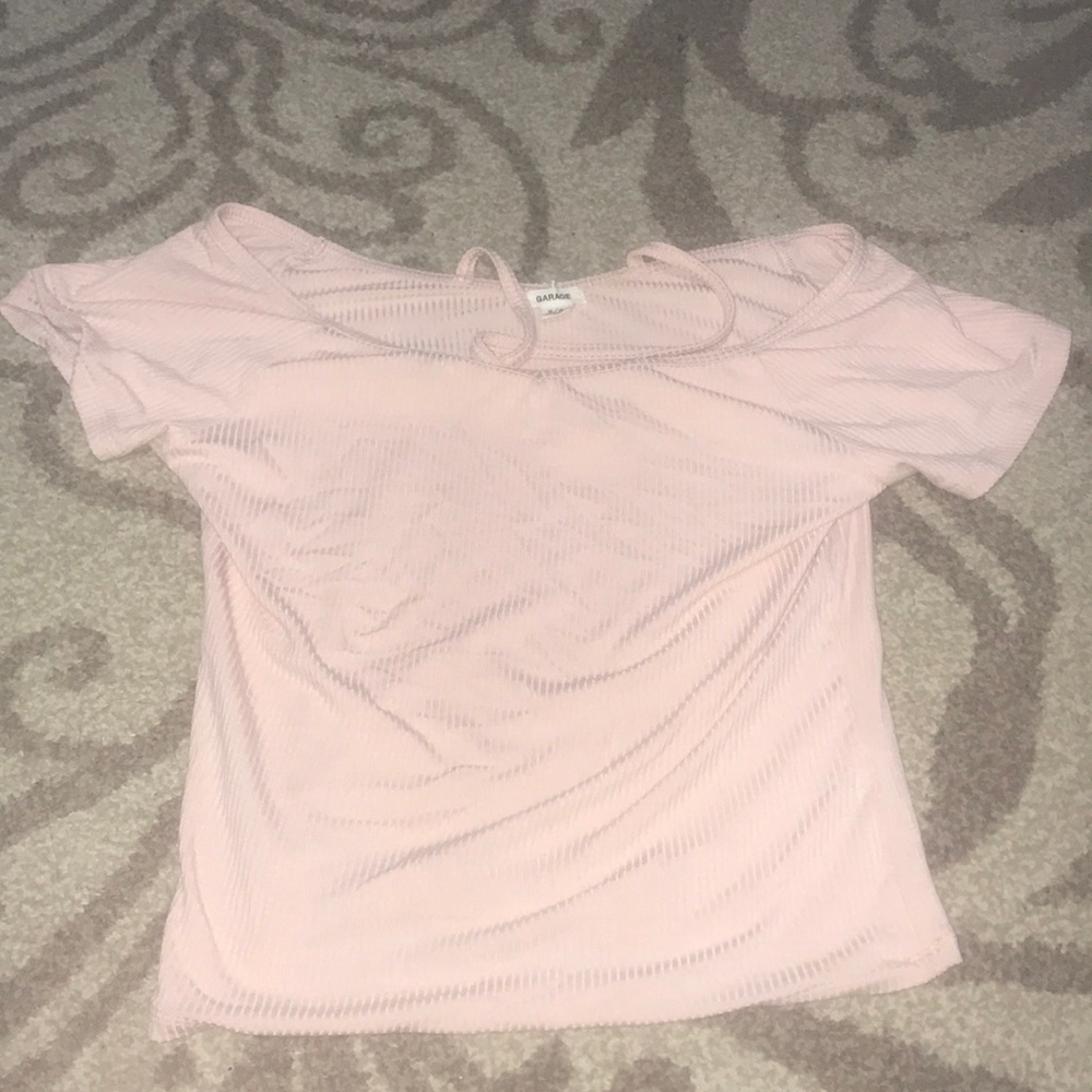 pink v cut shirt